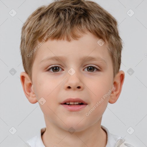 Neutral white child male with short  brown hair and brown eyes