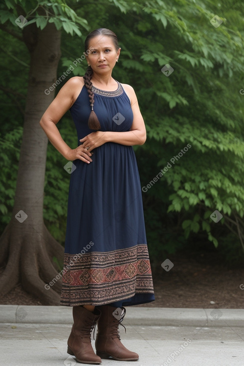 Indonesian middle-aged female with  brown hair