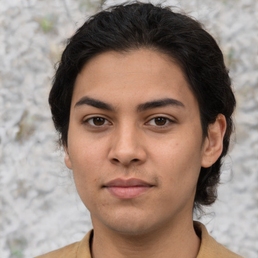 Neutral asian young-adult male with medium  brown hair and brown eyes