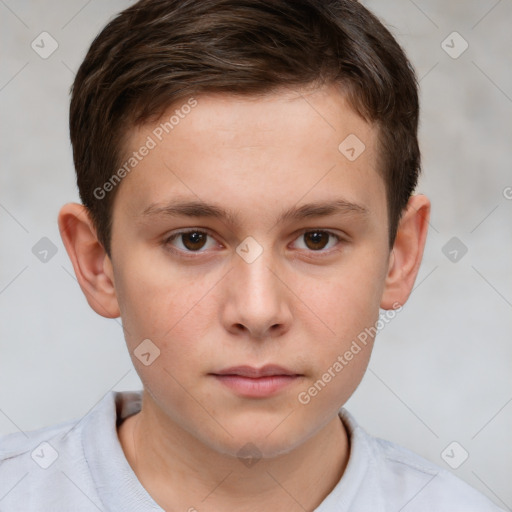 Neutral white child male with short  brown hair and brown eyes