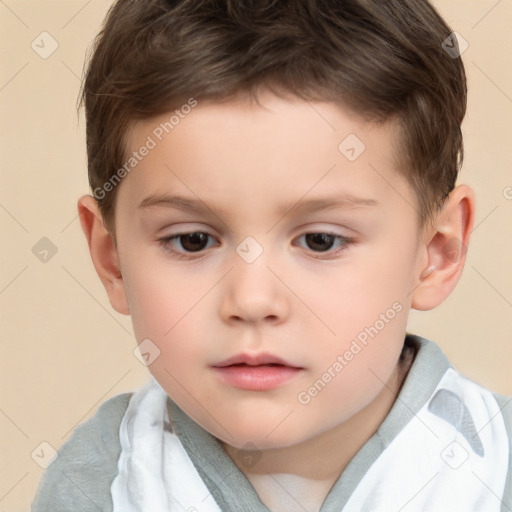 Neutral white child male with short  brown hair and brown eyes