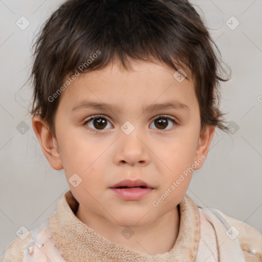 Neutral white child male with short  brown hair and brown eyes