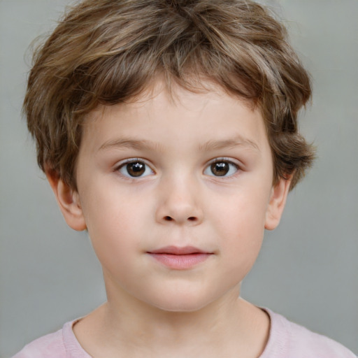 Neutral white child male with short  brown hair and brown eyes