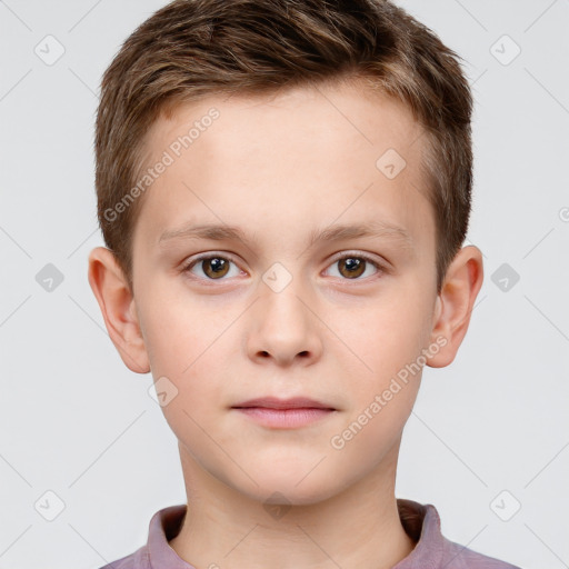 Neutral white child male with short  brown hair and brown eyes