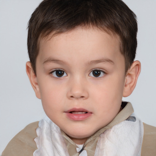 Neutral white child male with short  brown hair and brown eyes