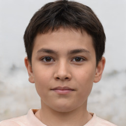 Neutral white child male with short  brown hair and brown eyes