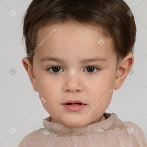 Neutral white child male with short  brown hair and brown eyes