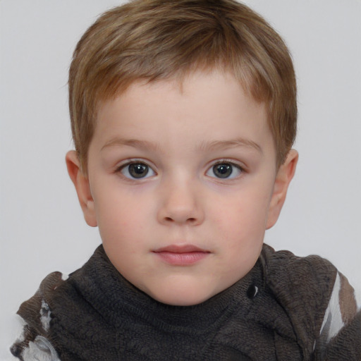 Neutral white child female with short  brown hair and brown eyes