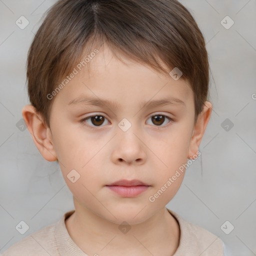 Neutral white child female with short  brown hair and brown eyes