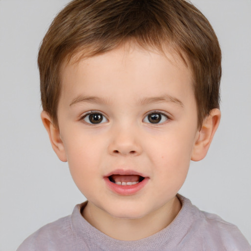 Neutral white child male with short  brown hair and brown eyes