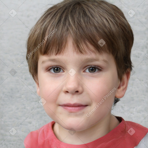 Neutral white child female with short  brown hair and brown eyes