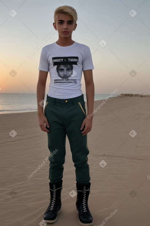 Kuwaiti teenager boy with  blonde hair