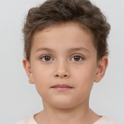 Neutral white child male with short  brown hair and brown eyes