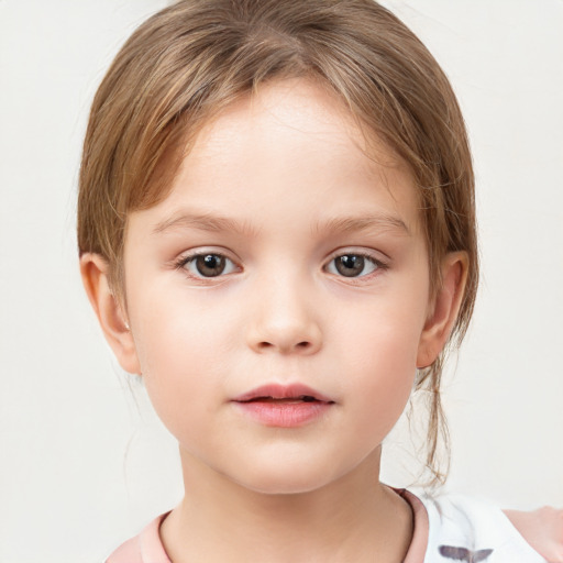 Neutral white child female with medium  brown hair and brown eyes