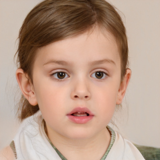 Neutral white child female with medium  brown hair and brown eyes