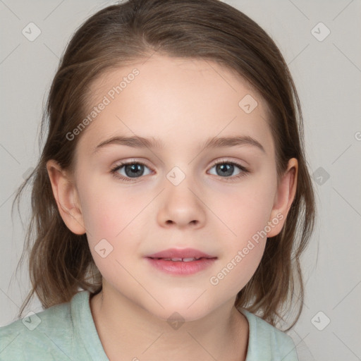 Neutral white child female with medium  brown hair and brown eyes