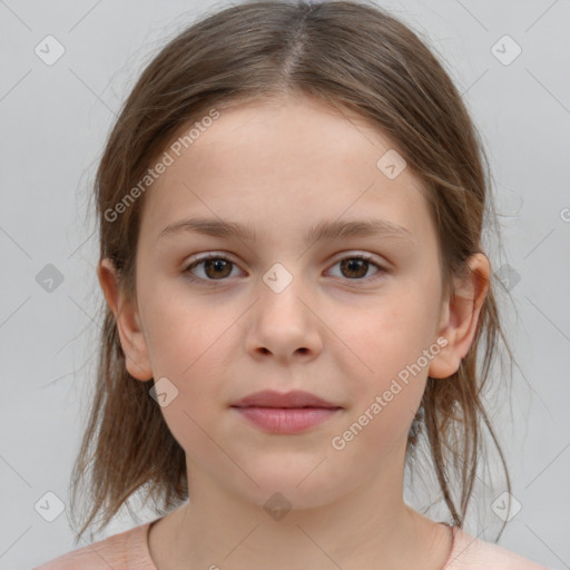 Neutral white child female with medium  brown hair and brown eyes