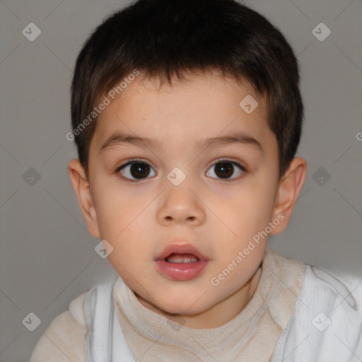 Neutral white child male with short  brown hair and brown eyes