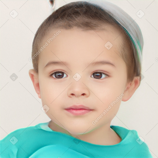 Neutral white child male with short  brown hair and brown eyes