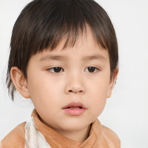 Neutral asian child male with medium  brown hair and brown eyes