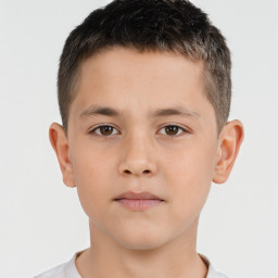 Neutral white child male with short  brown hair and brown eyes