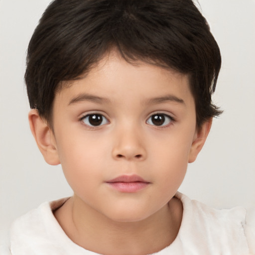 Neutral white child female with short  brown hair and brown eyes