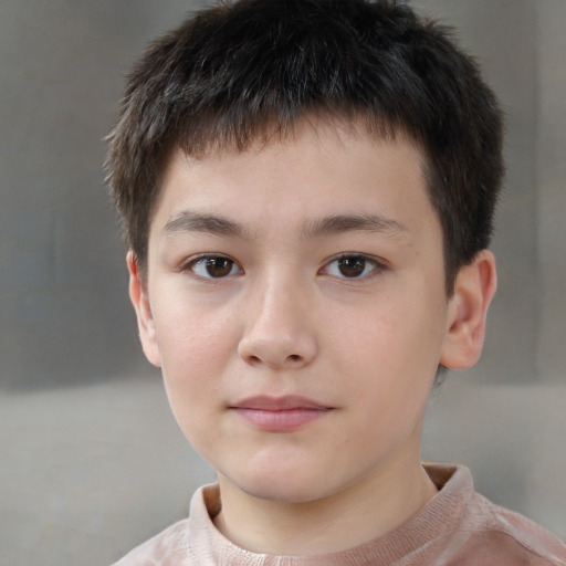 Neutral white child male with short  brown hair and brown eyes