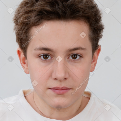 Neutral white child male with short  brown hair and brown eyes