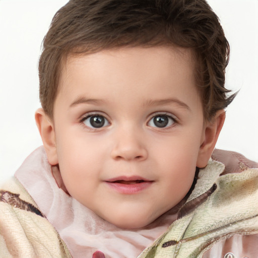 Neutral white child male with short  brown hair and blue eyes