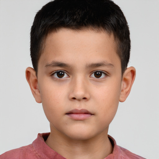 Neutral white child male with short  brown hair and brown eyes