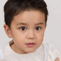 Neutral white child female with short  brown hair and brown eyes