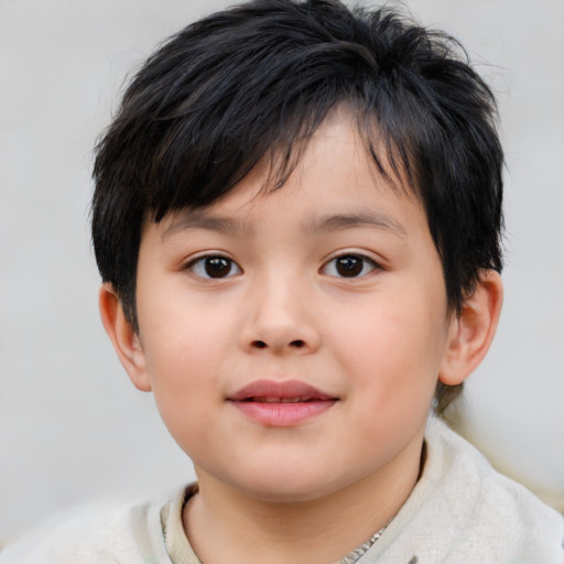 Neutral asian child female with medium  brown hair and brown eyes