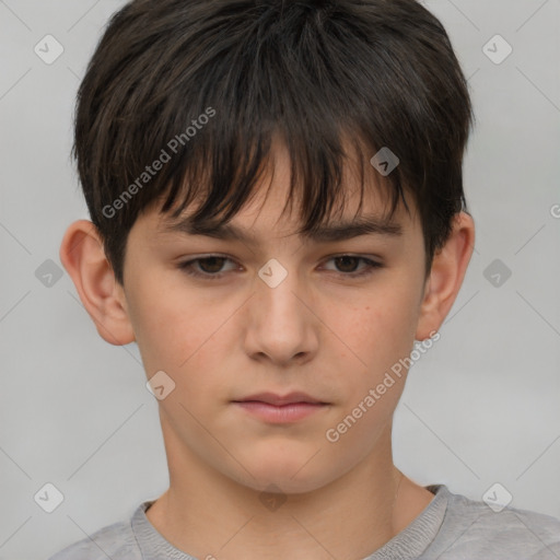 Neutral white child male with short  brown hair and brown eyes