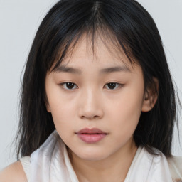 Neutral asian child female with medium  brown hair and brown eyes