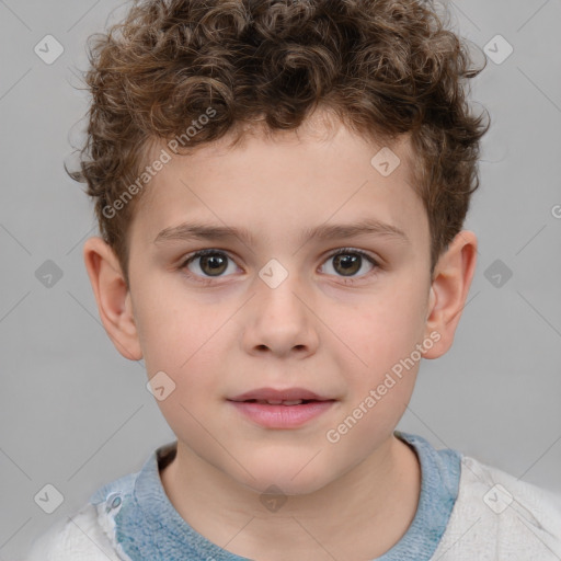 Neutral white child male with short  brown hair and brown eyes