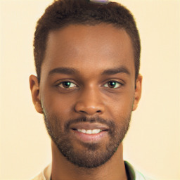 Neutral black young-adult male with short  brown hair and brown eyes