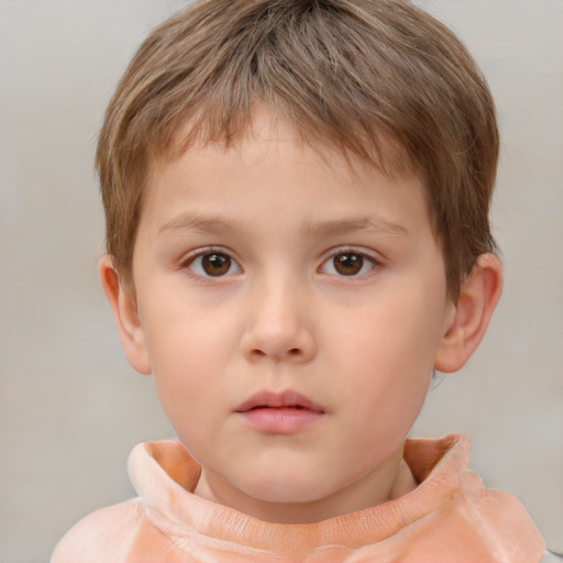 Neutral white child male with short  brown hair and brown eyes