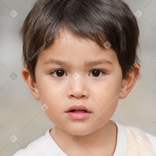 Neutral white child male with short  brown hair and brown eyes