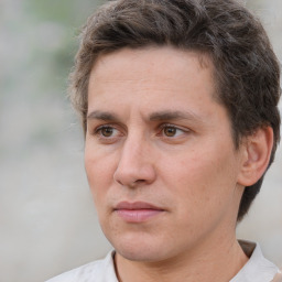 Neutral white adult male with short  brown hair and brown eyes