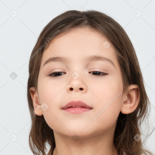 Neutral white child female with medium  brown hair and brown eyes