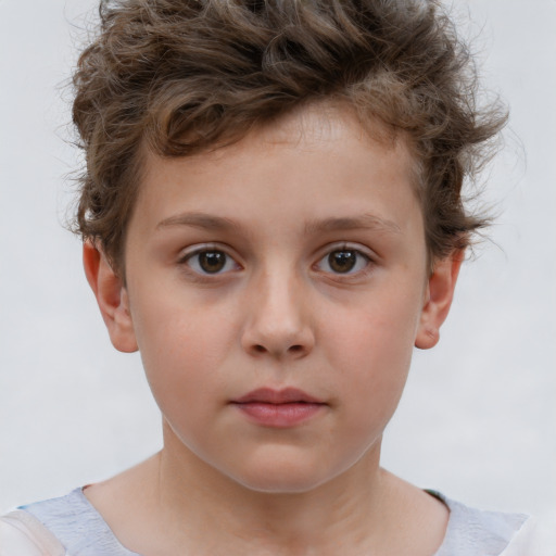 Neutral white child male with short  brown hair and brown eyes