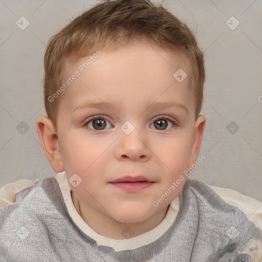 Neutral white child male with short  brown hair and brown eyes