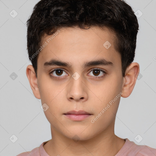 Neutral white child male with short  brown hair and brown eyes