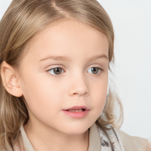 Neutral white child female with medium  brown hair and brown eyes