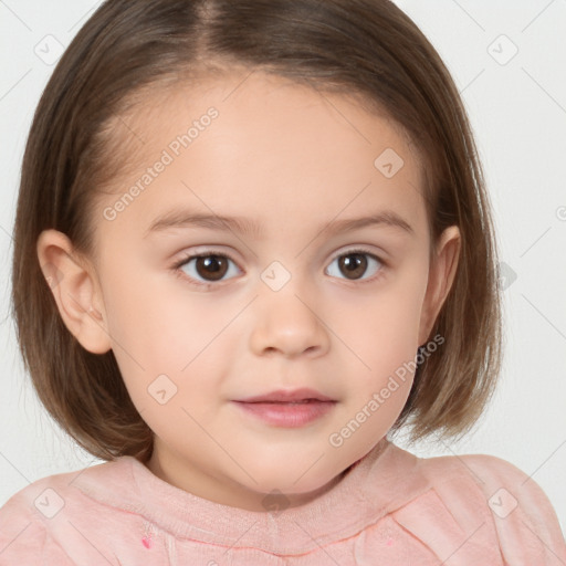 Neutral white child female with medium  brown hair and brown eyes