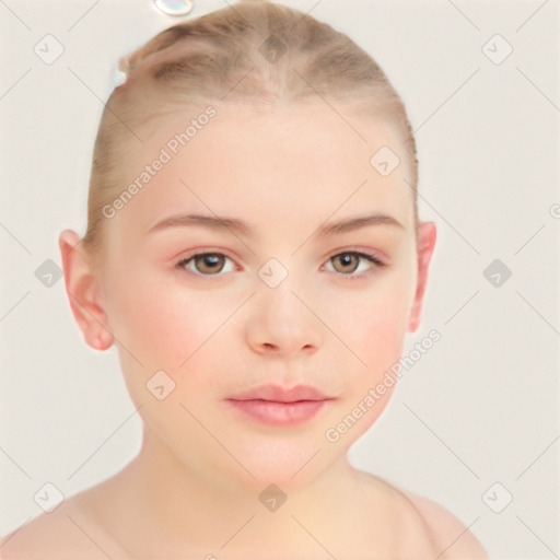 Neutral white child female with short  brown hair and brown eyes