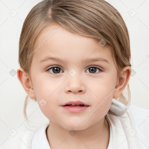 Neutral white child female with medium  brown hair and brown eyes