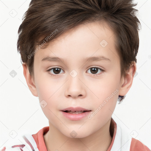 Neutral white child male with short  brown hair and brown eyes