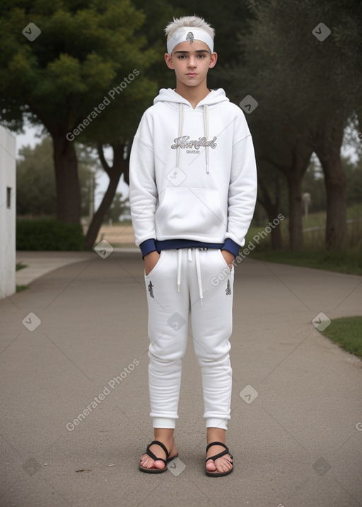 Spanish teenager boy with  white hair