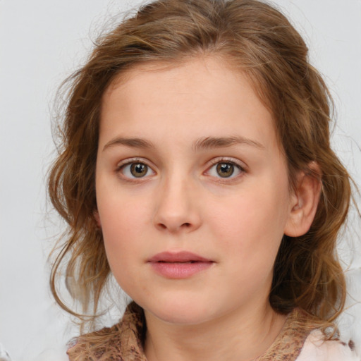 Neutral white young-adult female with medium  brown hair and blue eyes